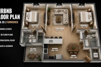 design furnished 2d 3d airbnb floor plans, vacation rental and property layouts