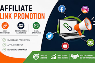 promote your affiliate link, clickbank offer, referral program and social media