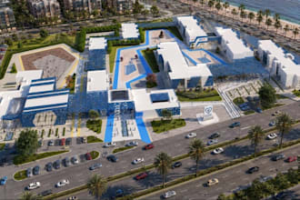 design 3d urban masterplan aerial site plan real estate architectural rendering