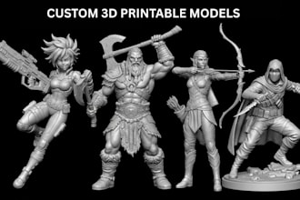 create 3d action figure, toy, character, statue, stl model ready for 3d printing