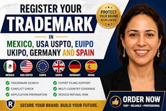 register your trademark in mexico, USA uspto euipo ukipo germany and spain