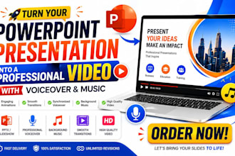 convert powerpoint presentation to video with voiceover and music, slideshow