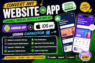 convert any website to app, lovable to ios and android app using capacitor