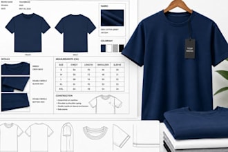 design t shirt tech packs, clothing technical flat sketches and apparel mockups