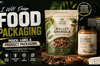 design food packaging, pouch, label and product packaging