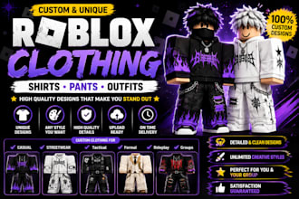 design custom roblox clothing, shirts, pants and outfits