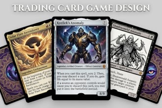design custom tcg card template fantasy trading card game art collectible mockup