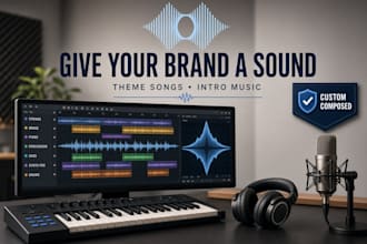 write and produce a catchy theme song or intro music for your brand