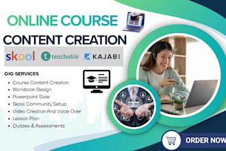 online course creation, curriculum design course video, ppt slide, script, skool