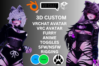 do custom vrchat humanoid 3d avatar nsfw 3d model vr character anime vrc avatar