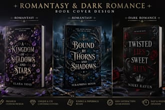 design stunning romantasy dark romance book cover for KDP