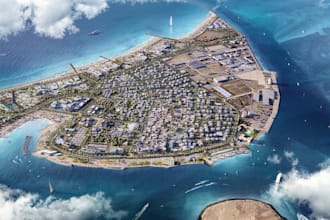 design urban waterfront masterplan large scale render real estate visualization