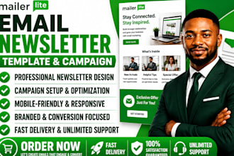 design a professional mailerlite email newsletter template and campaign