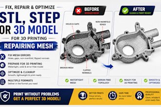 fix, repair, optimize stl, step, or 3d model for 3d printing and repairing mesh