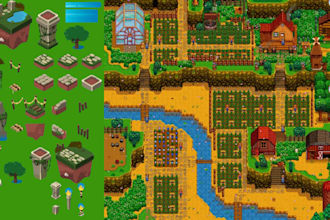 create pixel art tileset, rpg maker, tilemap, 2d background, pixel game assets