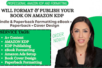 do amazon KDP book formatting, edit, book cover design, and self publishing