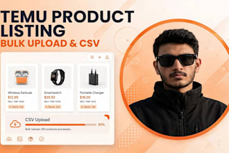 do temu product listing, bulk upload and CSV product upload