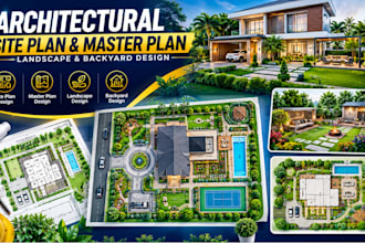 design architectural site plan, master plan, landscape and backyard design