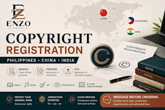 register copyright in the philippines, china, india for creative work and others