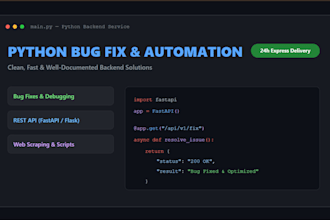 fix python bugs, debug rest apis, and write custom scripts