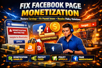 fix facebook page monetization, content monetization, payout and policy issues