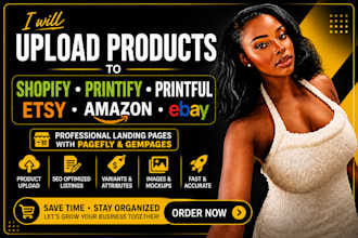 upload products to shopify store, printify, printful, etsy, amazon store or ebay