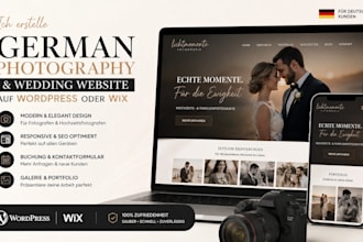 design a german photography or wedding website on wordpress or wix that converts