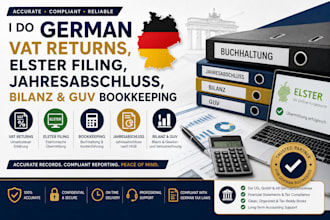 german vat returns, elster filing, jahresabschluss, bilanz and guv bookkeeping