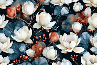 draw unique hand drawn watercolor seamless patterns
