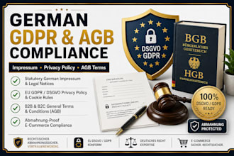 prepare german agb, impressum, privacy policy, gdpr and data protection document
