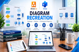 recreate, redesign or redraw diagrams in drawio or visio