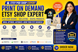setup print on demand etsy shop design etsy SEO listing and etsy digital product