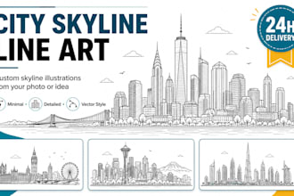 create city skyline line art illustration