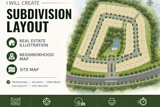 create subdivision layout real estate illustration neighborhood map site map