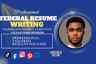 write professional federal, government, executive resume for usajobs