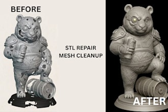repair and fix stl file, 3d model fix, stl edit, 3d cleanup, blender mesh repair