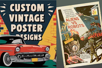 retro vintage poster, cover illustration, comic style, logo, album, pop art