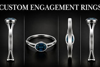 custom engagement ring design, wedding ring design and 3d cad jewelry modeling