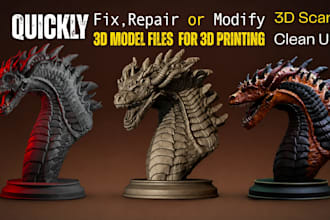modify, fix, repair stl file, 3d model files and 3d scan cleanup for 3d printing