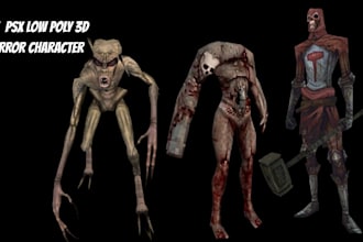 create low poly 3d creepy horror character ps1 ps2 psx low poly 3d model