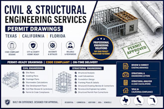 civil and structural engineering texas, california, florida city permit drawings