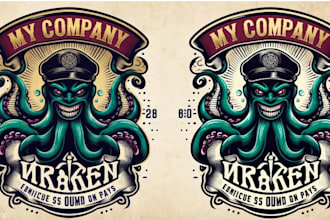 premium vintage kraken octopus logo t shirt design