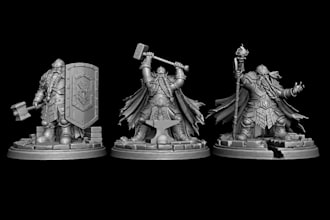 3d fantasy dwarf miniatures,armored warrior,3mf statue,printable tabletop figure