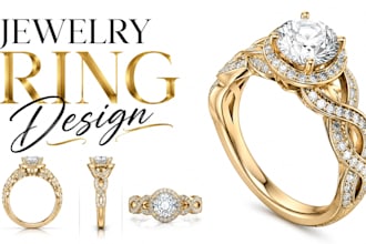 design custom jewelry rings with 3d cad modeling for manufacturing and rendering