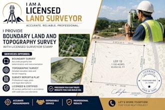 licensed land surveyor create boundary land and topography survey with stamp