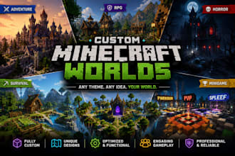 create a custom minecraft map, adventure, rpg, horror survival or minigame world