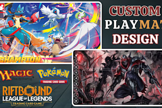 design custom tcg playmat, mtg playmat, pokemon, yugioh, mtg anime deskmat