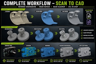 do reverse engineering, mesh repair, scan cleanup, scan to cad and stl to step