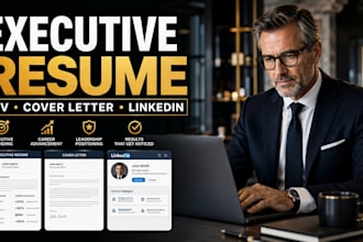 write edit executive resume cove letter linkedin bio for director vp CEO
