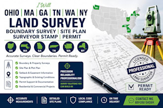 ohio ma ga tn wa ny land survery boundary survey site plan surveyor stamp permit